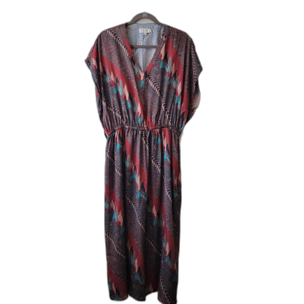 Molly Bracken Multicolor Midi Dress Tie Waist Boho Summer Size M